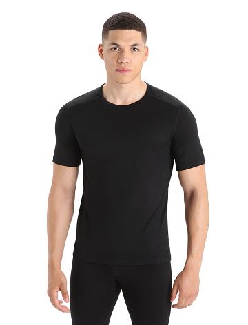 Base Layers Icebreaker Merino 200 Oasis Krótkie Sleeve Crewe Thermal Top Męskie Czarne | PL 1557LISH